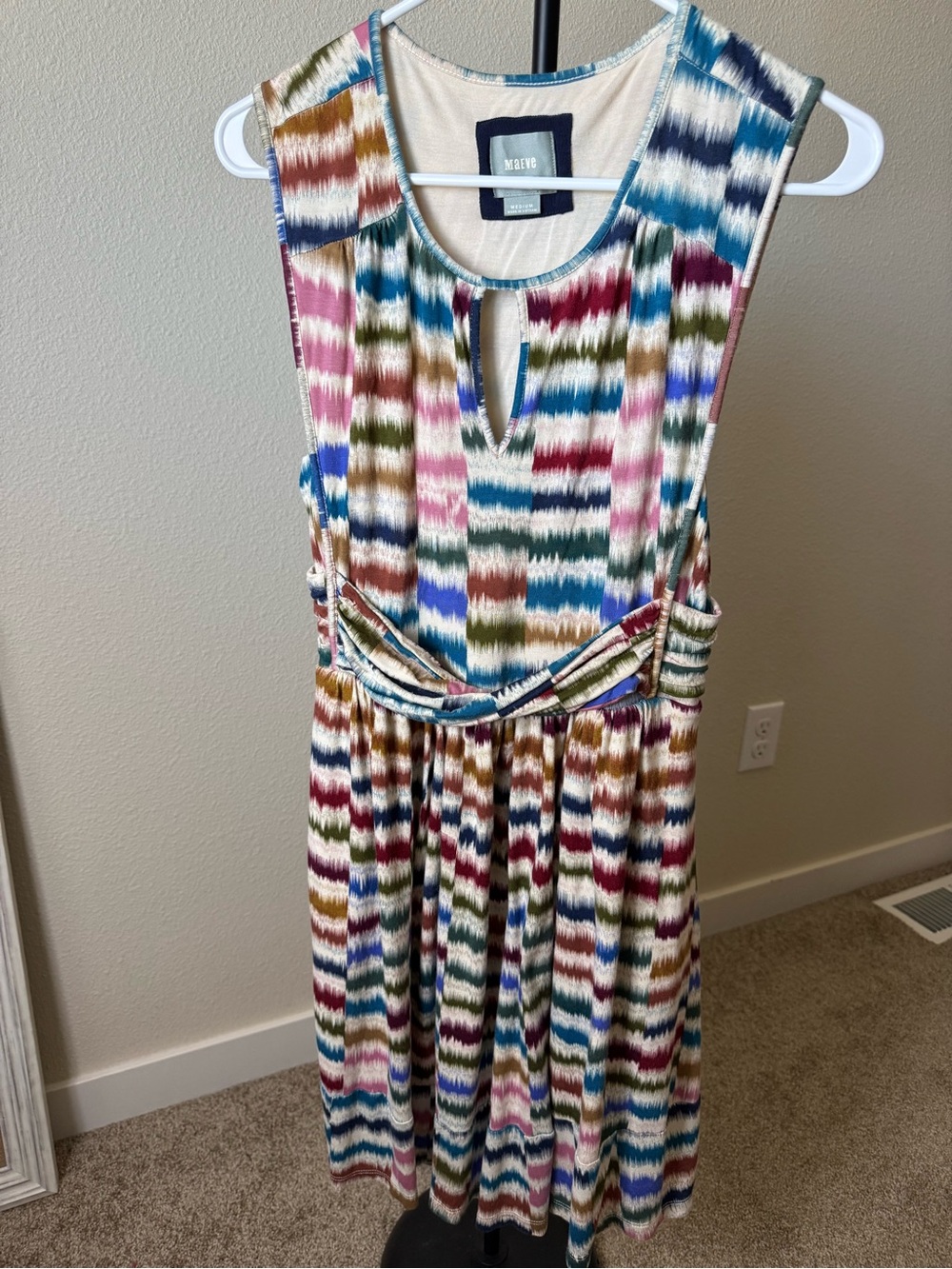 Anthropologie Maeve Sennebec Rainbow Keyhole Dress